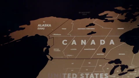Canada On World Map 2 Stock Footage 56452599