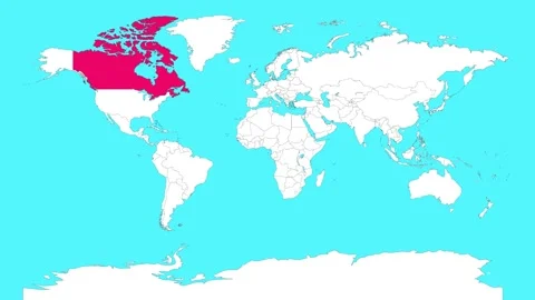 Canada in world map animation.Silhouette map of Canada Video stock 309374490