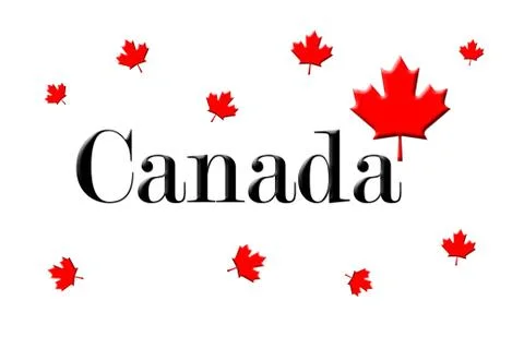 Canada Written On White Background With Maple Leaf 3D Rendering Stock Illustration
