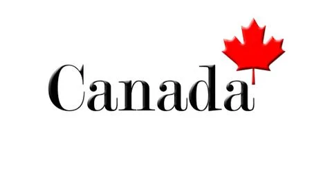 Canada Written On White Background With Maple Leaf 3D Rendering Stock Illustration