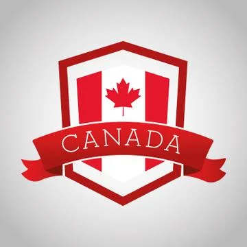 Canadas County design. Maple leaf icon. Shield illustration Stock Illustration