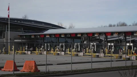 Canadian American USA Border Crossing Empty during COVID-19 closure Stock Footage
