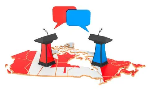 Canadian Debate concept, 3D rendering Ilustración de archivo