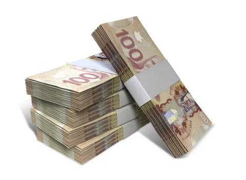 Canadian dollar notes bundles stack Stock Illustration