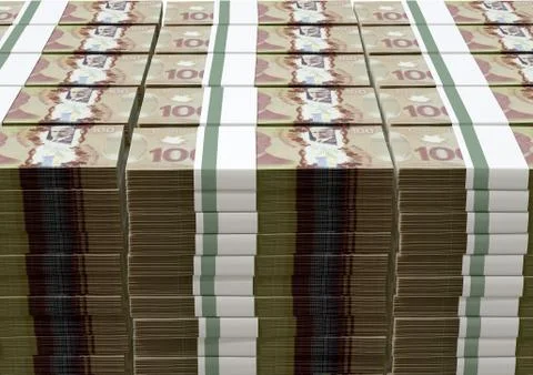 Canadian dollar notes bundles stack Stock Illustration