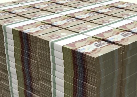 Canadian dollar notes bundles stack Stock Illustration