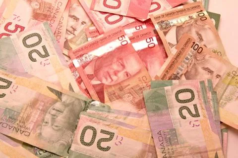 Canadian dollar notes Stock Photos