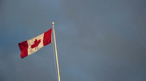 Canadian Flag Blowing in Wind Stock Footage 33336655