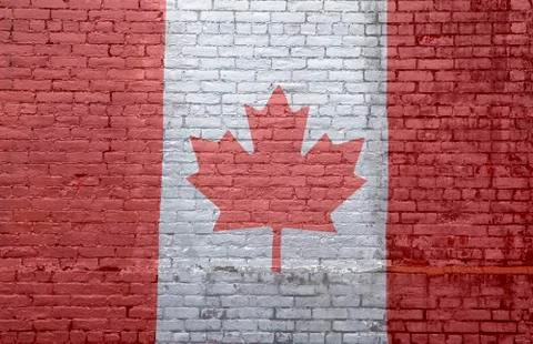 Canadian flag brickwall Foto stock