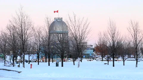 Canadian Flag on Building Stock Footage 35285955