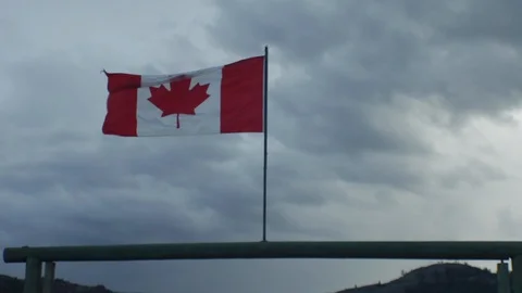CANADIAN FLAG WITH CLOUDY SKY Stock Footage 99994657