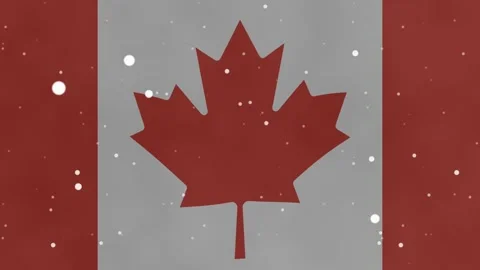 Canadian Flag with Falling Snow Particles for Labor Day Celebration Backgroun Stock Footage 341482316