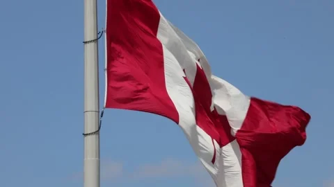 Canadian flag on flagpole Stock Footage 210224934