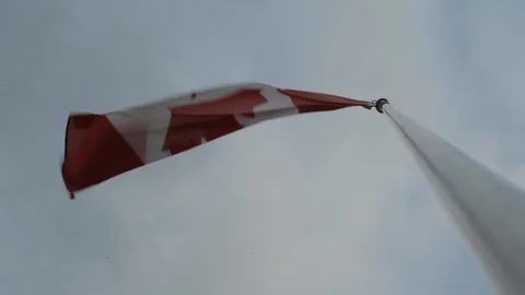 Canadian Flag Flapping in the Wind Stock Footage 112948939