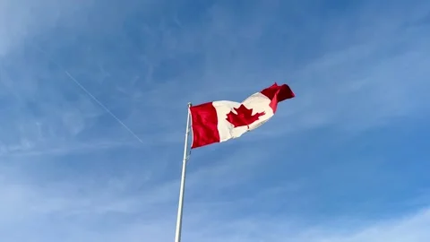 The Canadian flag flutters in the wind Stock Footage 288168770