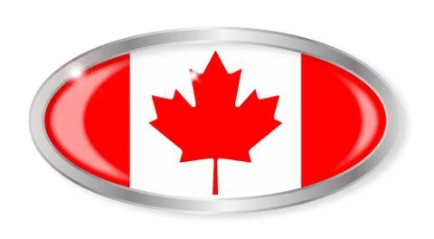 Canadian Flag Oval Button Stock Illustration