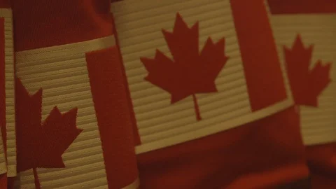 Canadian Flag Patch On Red Uniform Stock Footage 118618656