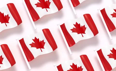 Canadian flag pattern background white soft color. Realistic cartoon 3d sty.. Stock Illustration