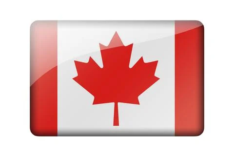 The Canadian flag. Rectangular glossy icon. Isolated on white background Stock Illustration