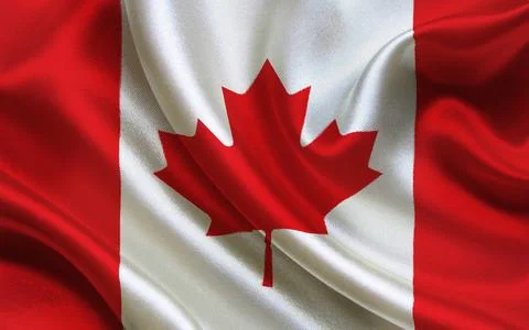 Canadian Flag with Red Maple Leaf and White Background Stock Photos