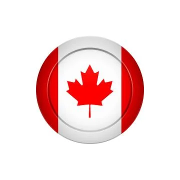 Canadian flag on the round button, vector illustration Stock-Illustration