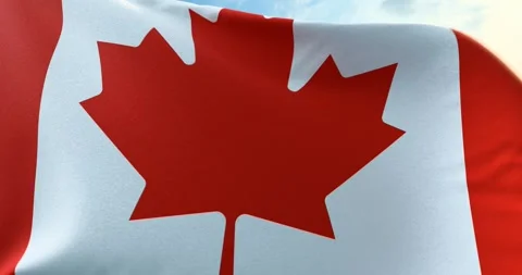Canadian flag at sunset Stock Footage 300024449