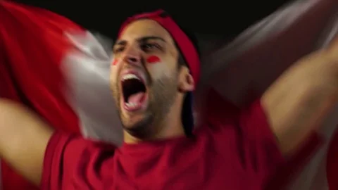 Canadian Guy Waving Canada Flag Stock Footage