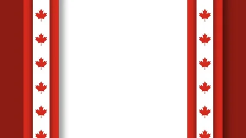 Canadian Labour Day Frame Background with Red Maple Leaves Border. Stock Footage 341490401