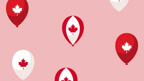 Canadian leafs in balloons helium pattern Stock Footage 193959813