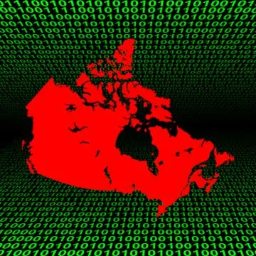 Canadian map over binary code イラスト素材