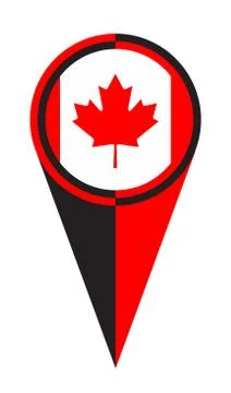 Canadian Map Pointer Location Flag Stock Illustration
