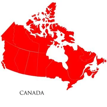 Canadian Map on white background Stock Illustration