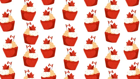 Canadian Maple Cupcake Pattern Background 스톡 동영상 331863341