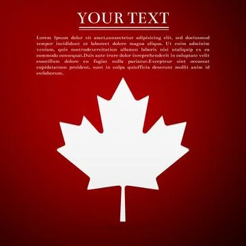 Canadian Maple Leaf flat icon on red background. Vector Illustration Stock Illustration