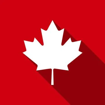 Canadian Maple Leaf flat icon with long shadow. Vector Illustration イラスト素材