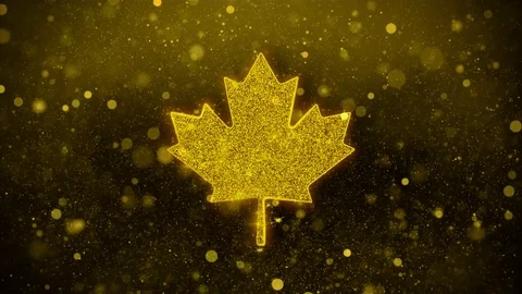 Canadian Maple Leaf Icon Golden Glitter Shine Particles. Stock Footage 114686085