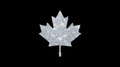 Canadian Maple Leaf Icon Shining Glitter Loop Blinking Particles . Stock Footage 116055742