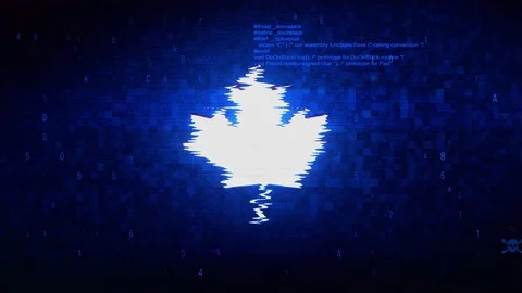 Canadian Maple Leaf Symbol Digital Pixel Noise Error Animation. Stock Footage 116059002