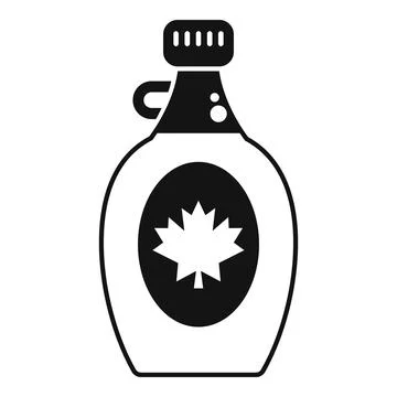 Canadian maple syrup bottle with maple leaf icon showing delicious syrup inside Stock Illustration
