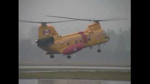 Canadian Military Sar Helicopter Taking Off - Feb'90 Stock Footage