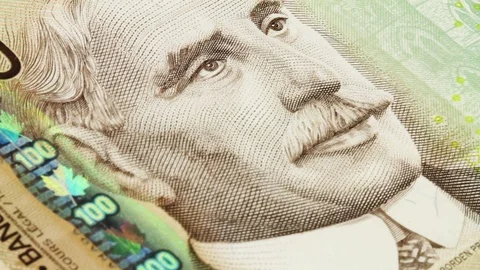 Canadian one hundred dollar bills. Stock Footage