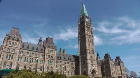 Canadian Parliament Building Exterior Time Lapse Stock Footage