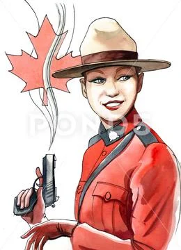 Canadian police woman Stock Illustration