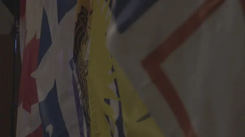 Canadian Provincial Flags Side by Side Inside a Room Video stock 165608560