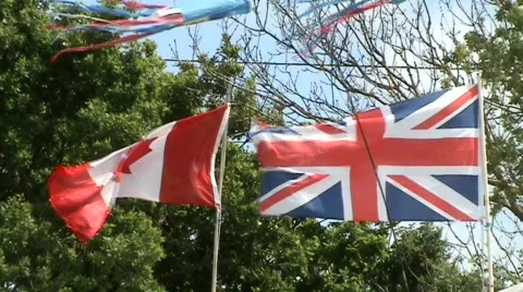Canadian &amp; UK flags Video stock 397737