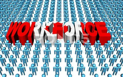 Canadian workforce with flag text illustration Stock Illustration