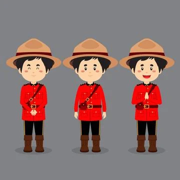 Canadians Character with Various Expression Stock Illustration