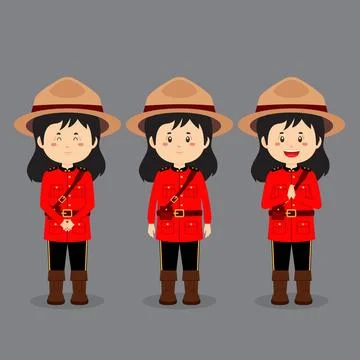 Canadians Character with Various Expression Stock Illustration