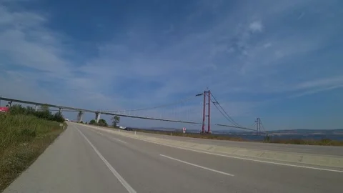 Canakkale Bridge before completion Stock Footage 201145191