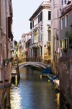 Canal and bridge in venice Stock Photos